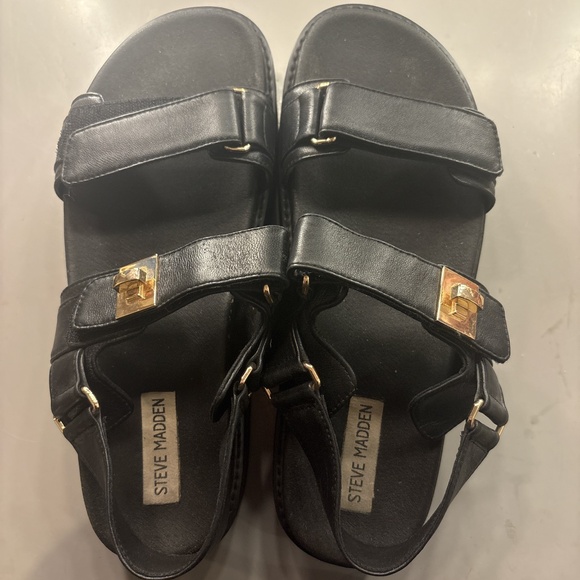 Steve Madden Chunky Black Sandals - Picture 3 of 3